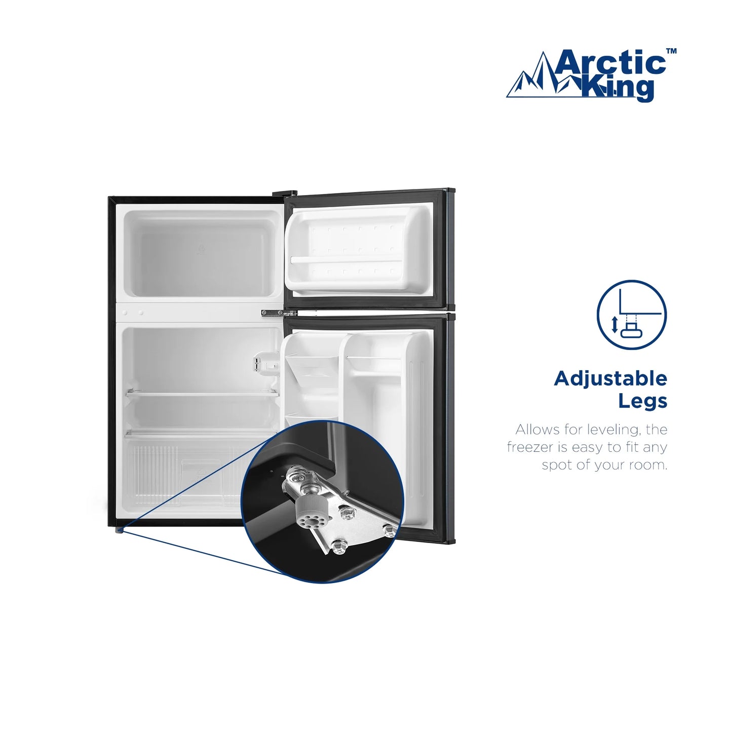 3.2 Cu Ft Two Door Mini Fridge with Freezer Stainless Steel - Energy Star Certified, Compact and Efficient for Dorms, Offices, and Small Spaces
