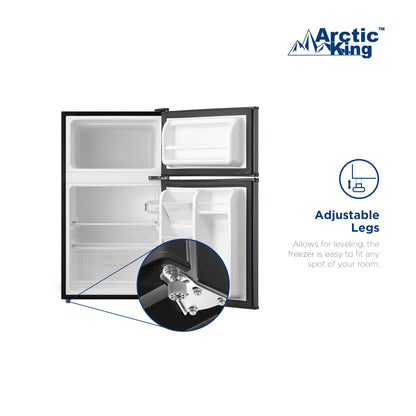 3.2 Cu Ft Two Door Mini Fridge with Freezer Stainless Steel - Energy Star Certified, Compact and Efficient for Dorms, Offices, and Small Spaces