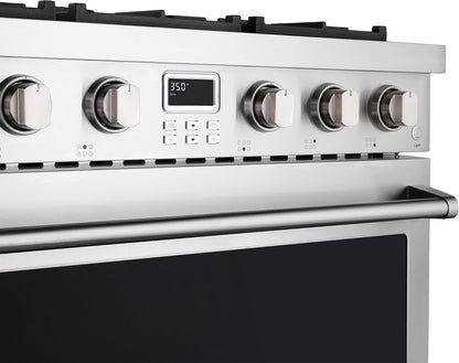 36 In. Lumin Coll 6.1 Cu Ft 6 Burner Gas Range, Convection, Stainless Steel |  COS-GRC366KB Sealed Burners, Oven Fan Circulation, Cast Iron Grates, Digital Display with Timer, LP Convertible