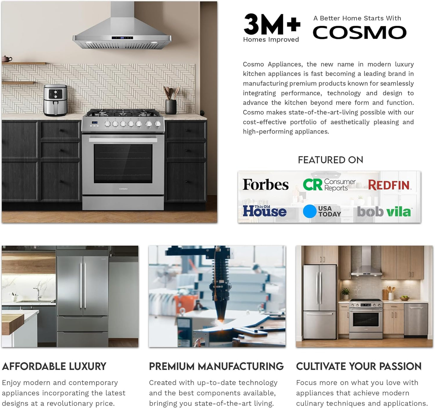 36 In. Lumin Coll 6.1 Cu Ft 6 Burner Gas Range, Convection, Stainless Steel |  COS-GRC366KB Sealed Burners, Oven Fan Circulation, Cast Iron Grates, Digital Display with Timer, LP Convertible