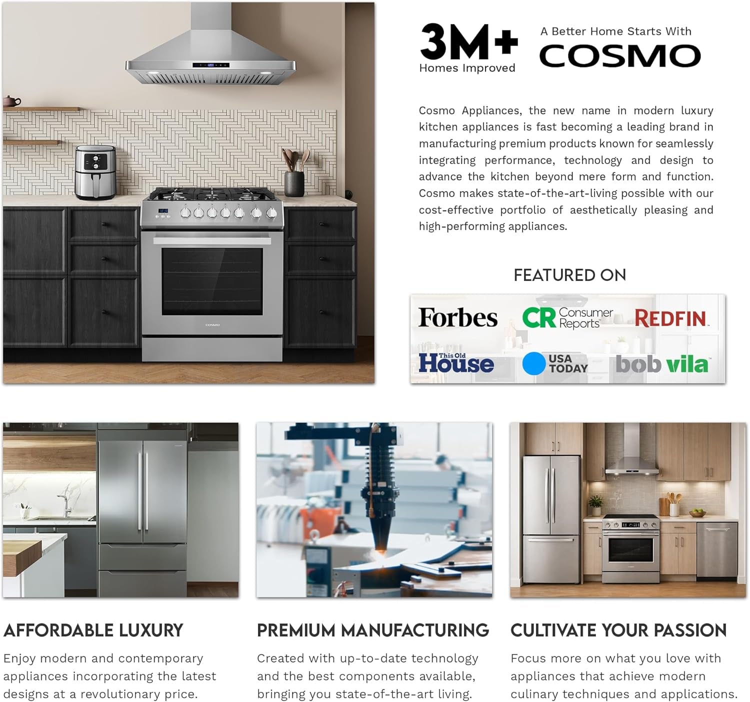36 In. Lumin Coll 6.1 Cu Ft 6 Burner Gas Range, Convection, Stainless Steel |  COS-GRC366KB Sealed Burners, Oven Fan Circulation, Cast Iron Grates, Digital Display with Timer, LP Convertible