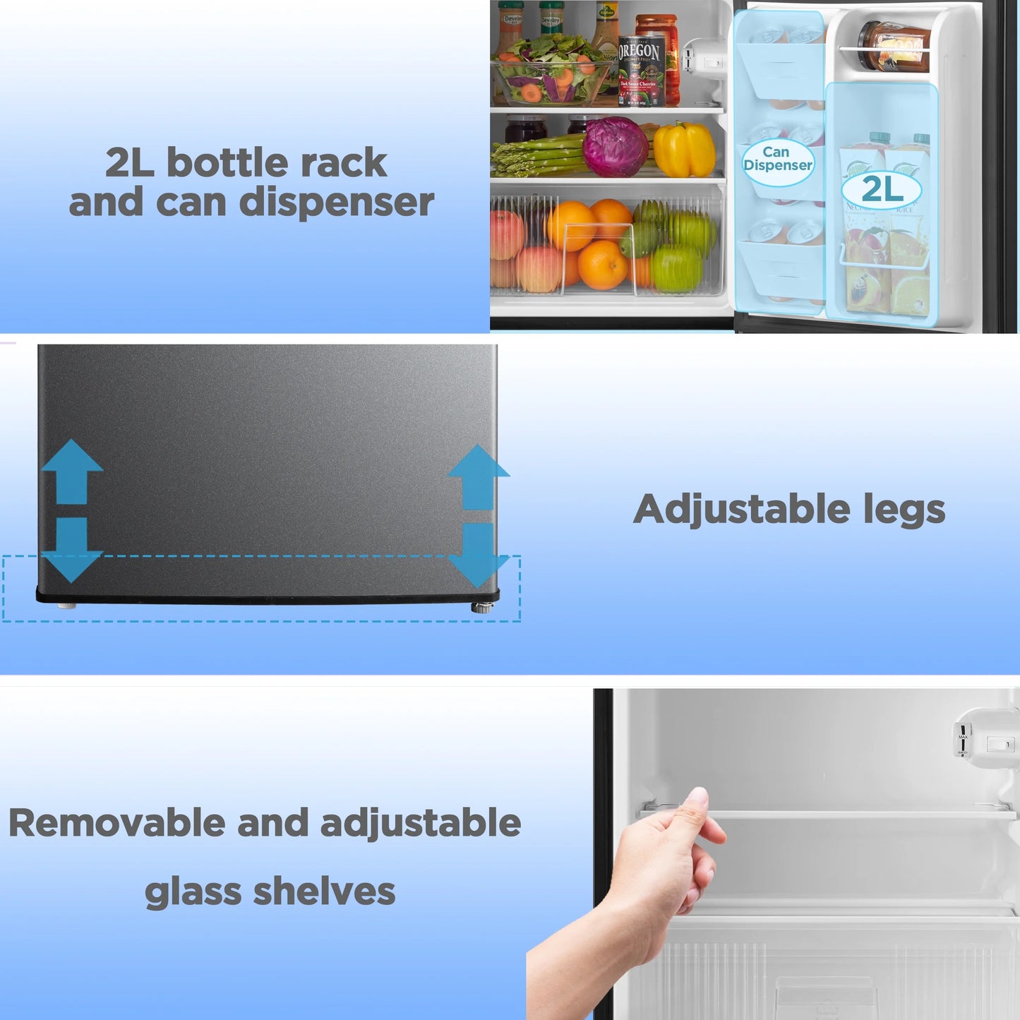 3.2 Cu Ft Two Door Mini Fridge with Freezer Stainless Steel - Energy Star Certified, Compact and Efficient for Dorms, Offices, and Small Spaces
