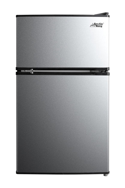 3.2 Cu Ft Two Door Mini Fridge with Freezer Stainless Steel - Energy Star Certified, Compact and Efficient for Dorms, Offices, and Small Spaces