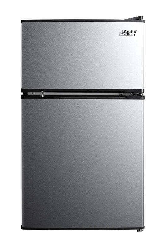 3.2 Cu Ft Two Door Mini Fridge with Freezer Stainless Steel - Energy Star Certified, Compact and Efficient for Dorms, Offices, and Small Spaces