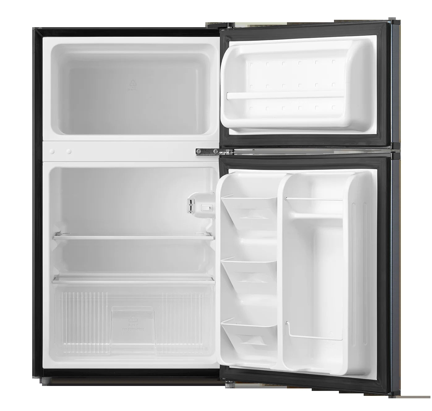 3.2 Cu Ft Two Door Mini Fridge with Freezer Stainless Steel - Energy Star Certified, Compact and Efficient for Dorms, Offices, and Small Spaces
