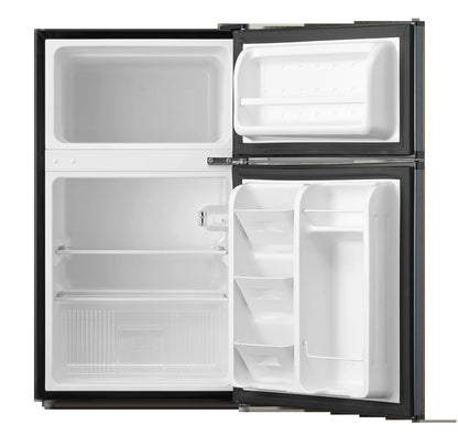3.2 Cu Ft Two Door Mini Fridge with Freezer Stainless Steel - Energy Star Certified, Compact and Efficient for Dorms, Offices, and Small Spaces