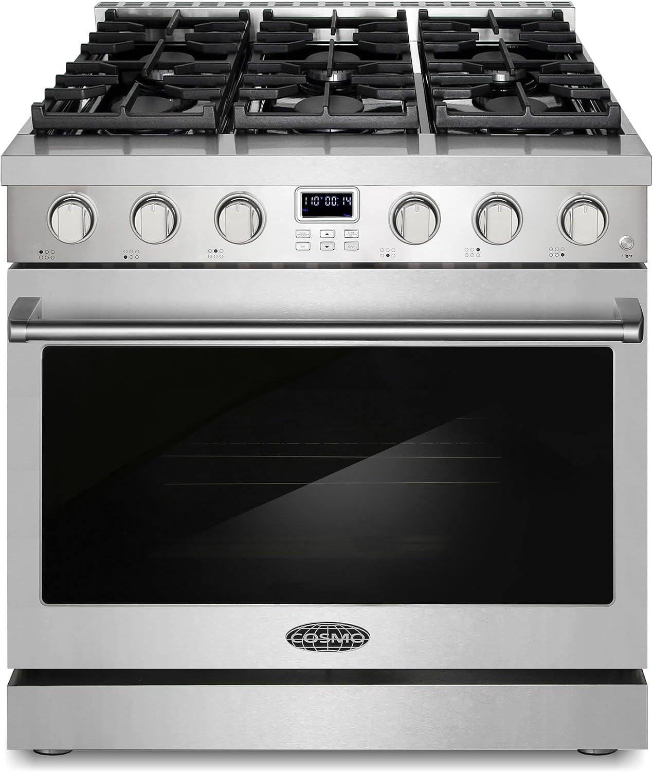 36 In. Lumin Coll 6.1 Cu Ft 6 Burner Gas Range, Convection, Stainless Steel |  COS-GRC366KB Sealed Burners, Oven Fan Circulation, Cast Iron Grates, Digital Display with Timer, LP Convertible