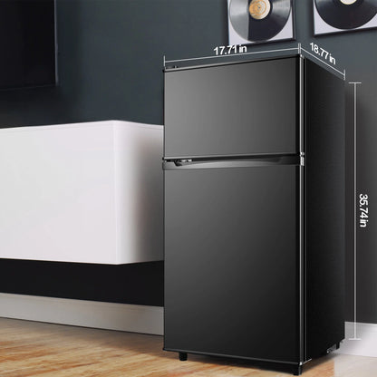 3.5 Cu.Ft Mini Fridge with Freezer - Dual-Door Small Refrigerator for Dorm Bedroom,Black