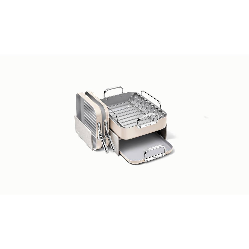 Square Cookware 5 Piece Ceramic Nonstick Cookware Set in Cream