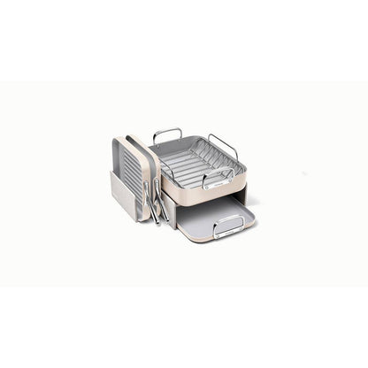 Square Cookware 5 Piece Ceramic Nonstick Cookware Set in Cream
